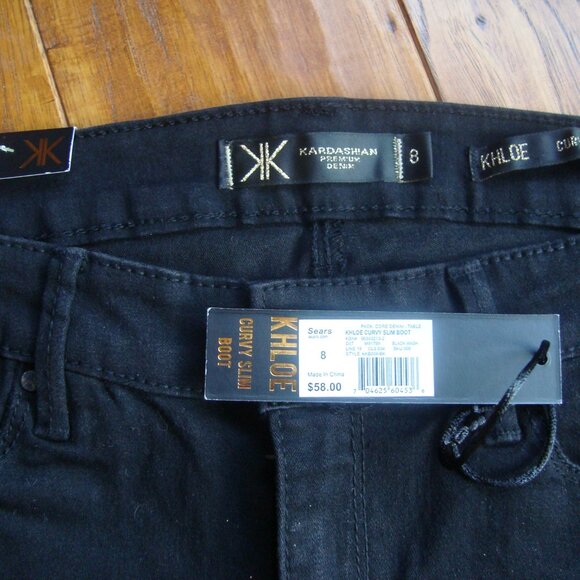 NWT KARDASHIAN Kollection Jeans Khloe Curvy Slim Bootcut Black size 8 - Picture 4 of 11
